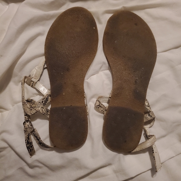 Rhinestone and Faux Snakeskin Sandals - Picture 3 of 5